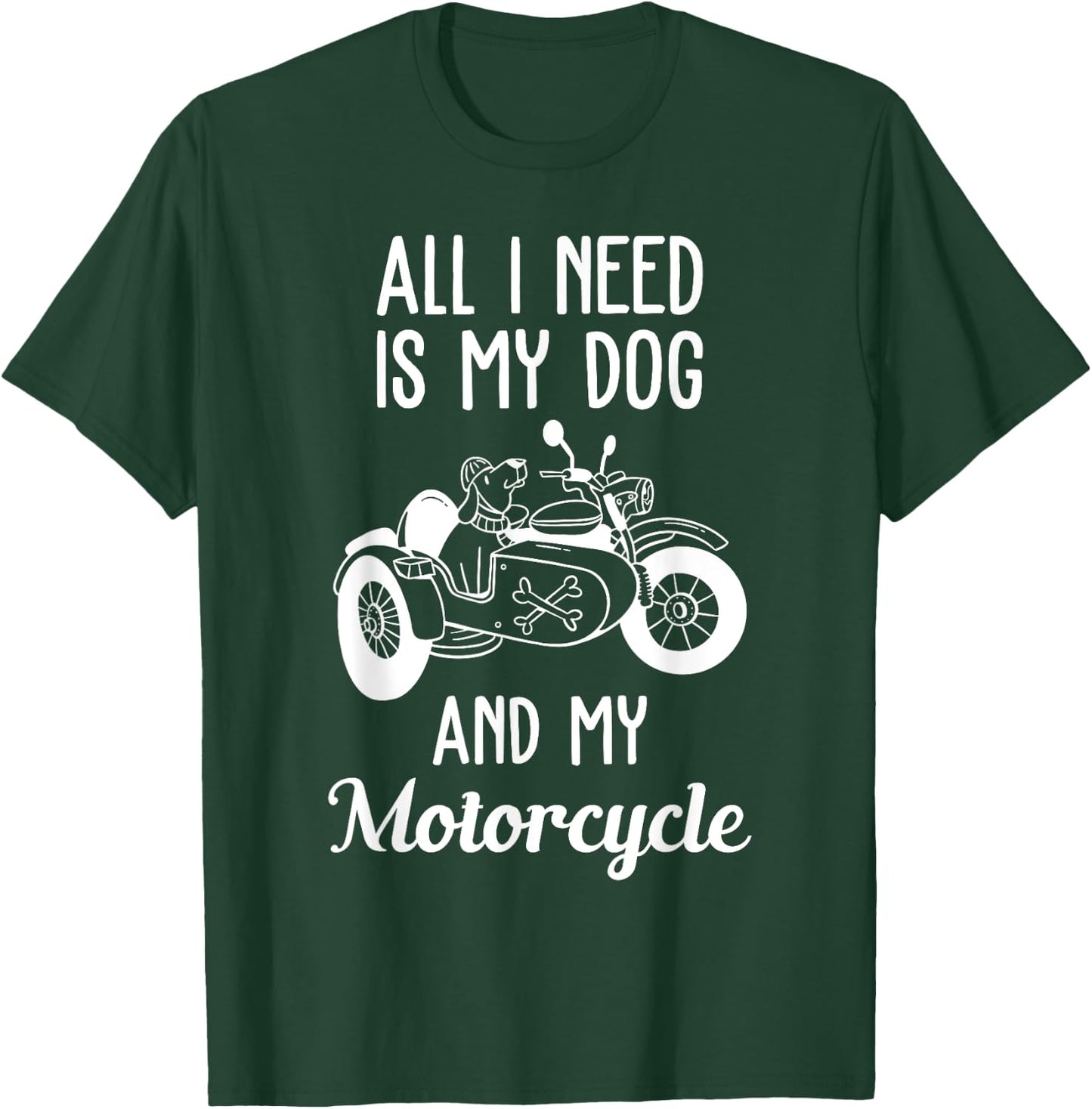 Motorbike Dog Lovers Motorcyclists Men Women T-Shirt - T-Shirt | Forest