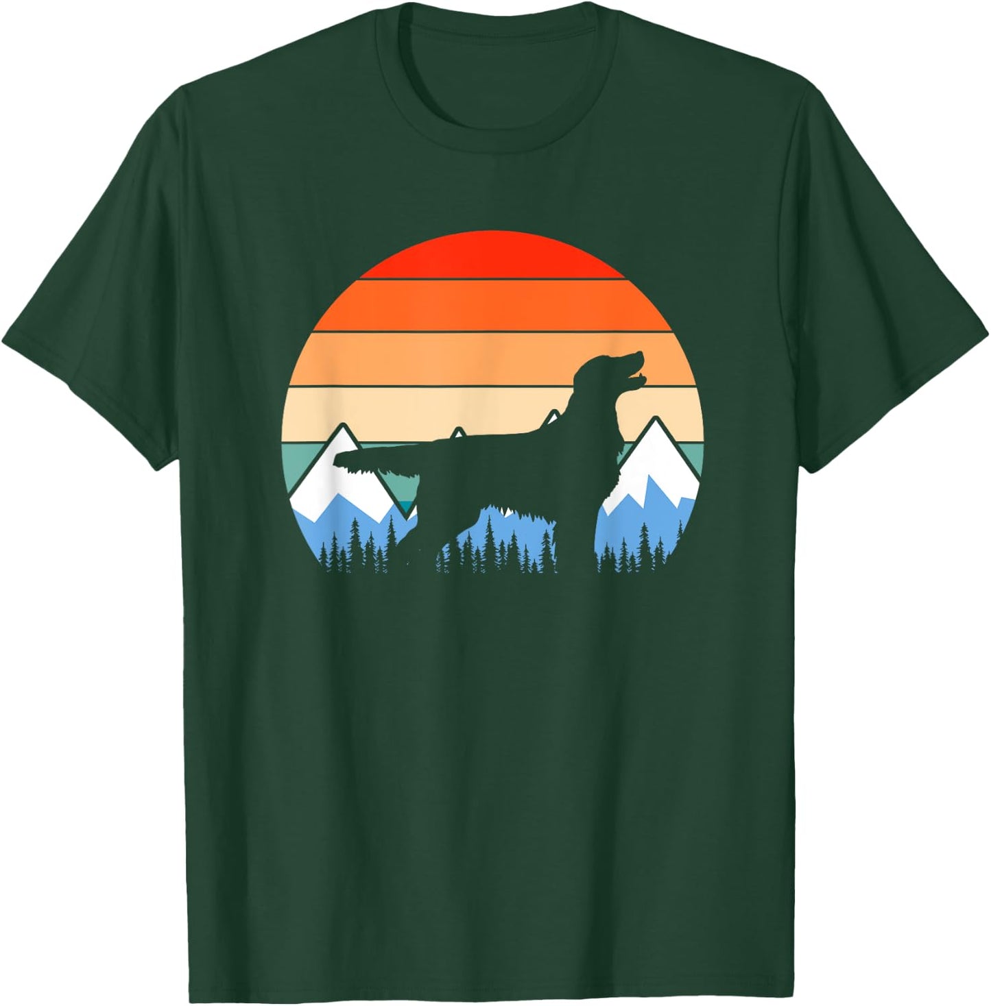 Flat-Coated Retriever Flat-Coat Dog Mountain Hiking Vintage Women Girls Kids T-Shirt - T-Shirt | Forest