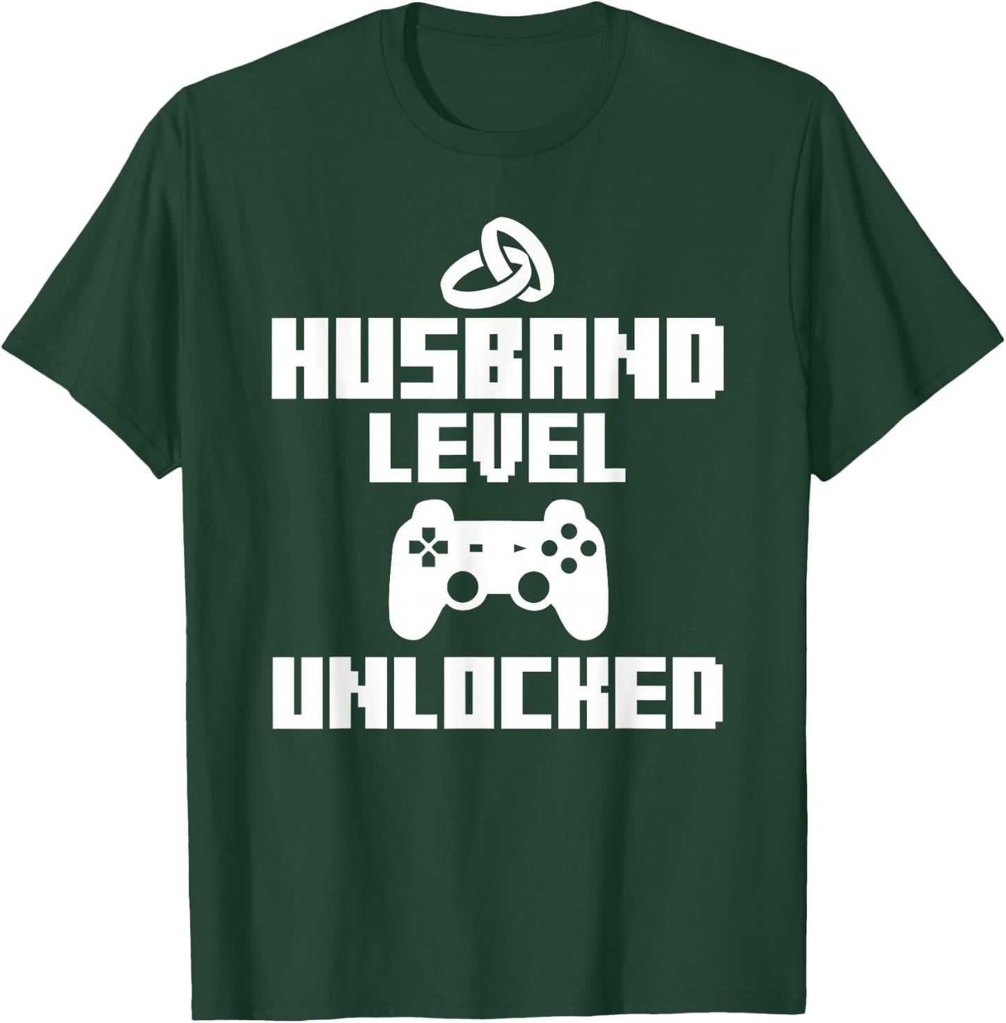 Gamer Husband Funny Wedding Gift Level Unlocked T-Shirt - T-Shirt | Forest