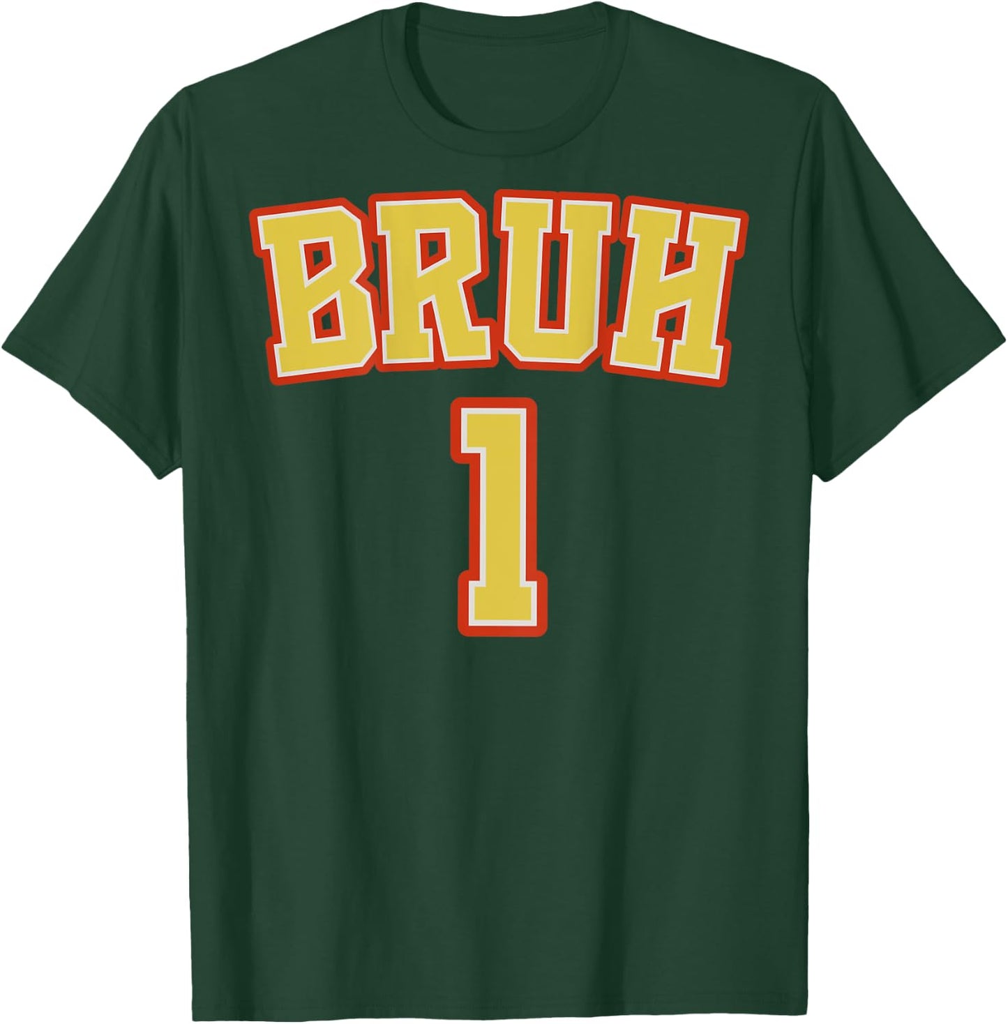 (BACK PRINT) Bruh 1 and 2 Funny Matching Brother Twin Boys T-Shirt - T-Shirt | Forest