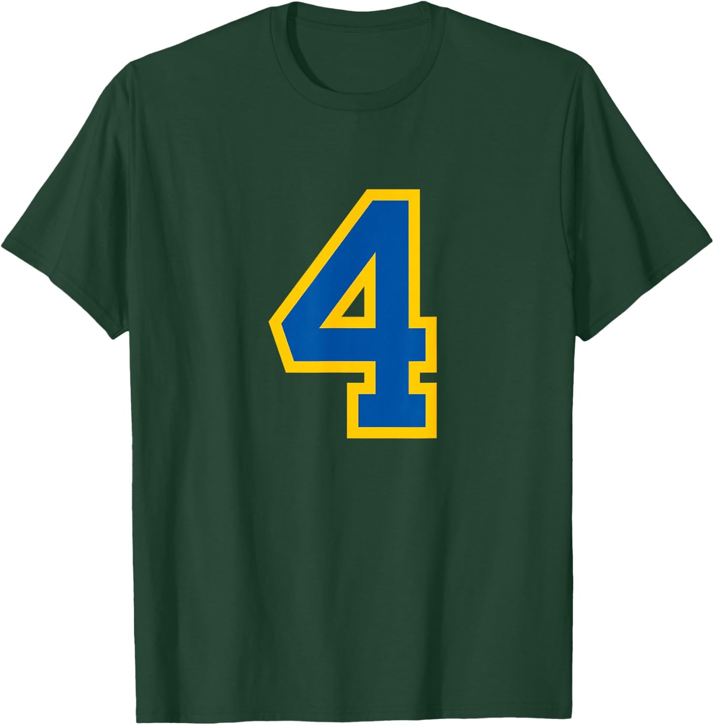 Blue Yellow Sport Team Number #4 T-Shirt - T-Shirt | Forest