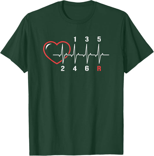 Gearbox Stick Shift Heartbeat Car Manual Transmission T-Shirt - T-Shirt | Forest