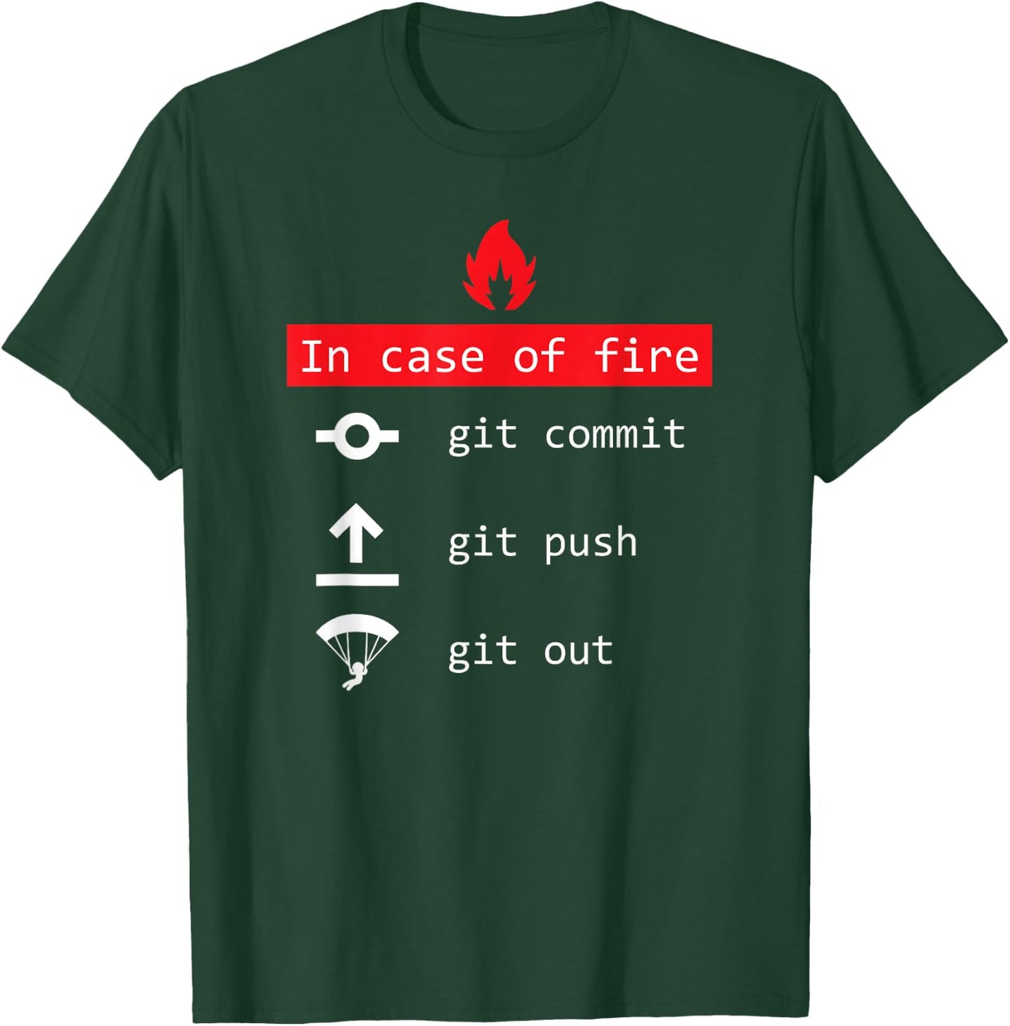 In Case Of Fire - Git Commit Push - Funny Programmer T-Shirt - T-Shirt | Forest