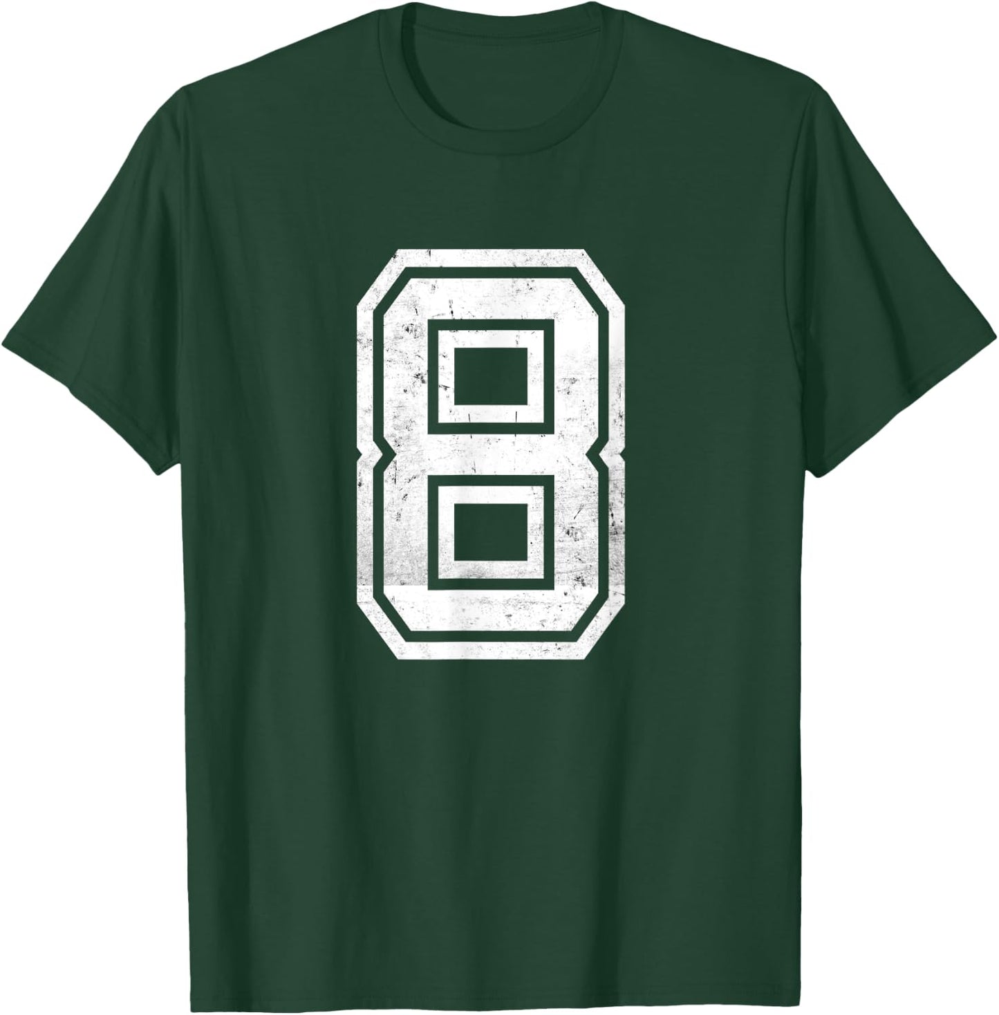 Distressed Number #8 Sport White Varsity Number T-Shirt - T-Shirt | Forest
