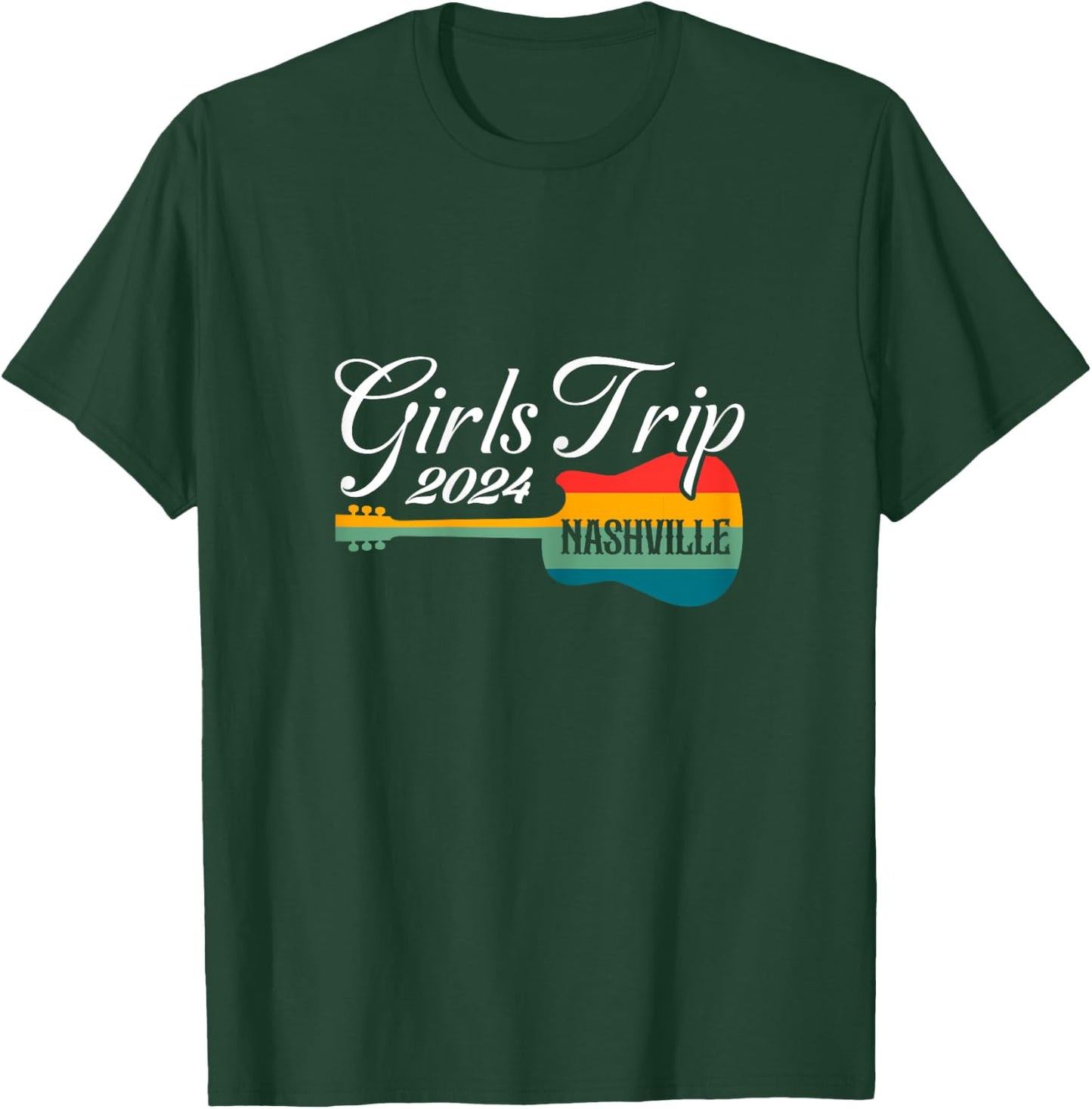 Nashville Girl's Trip 2024 Guitar Tennessee Vacation Retro T-Shirt - T-Shirt | Forest