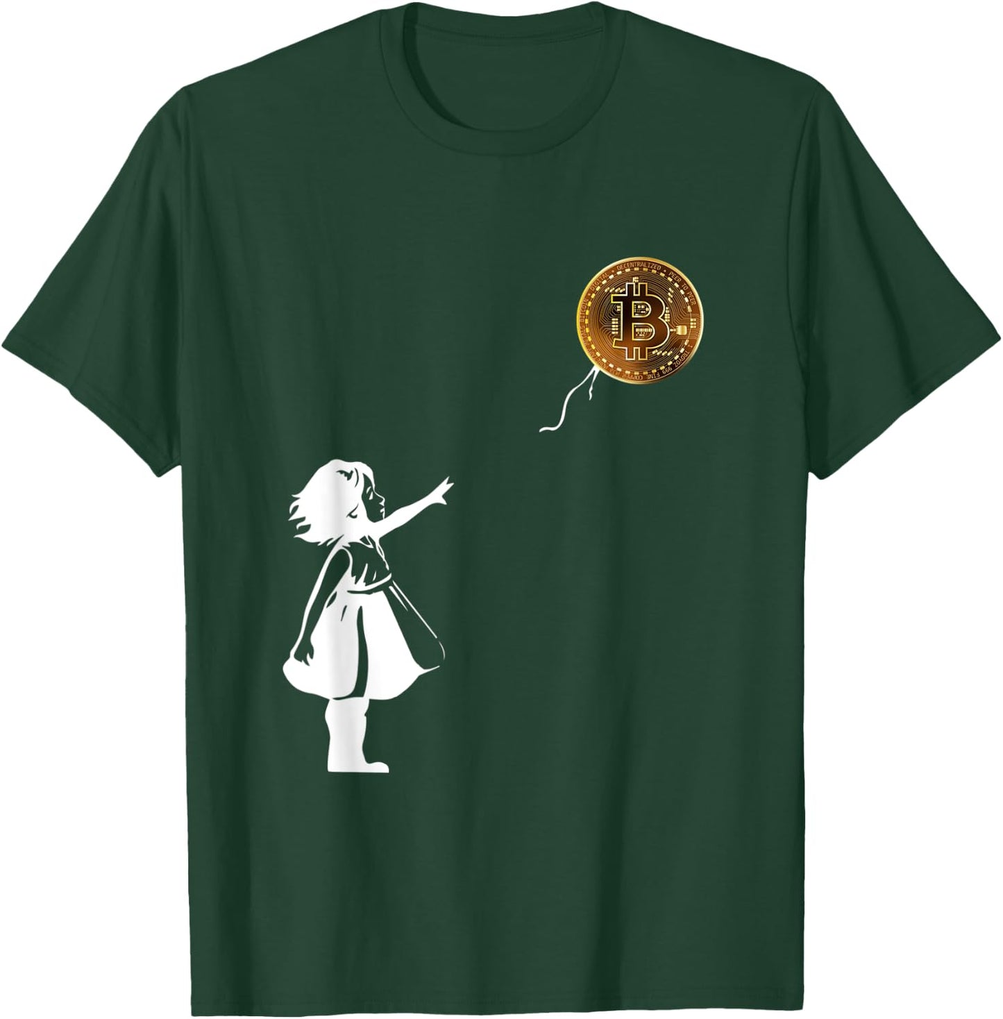 Bitcoin Balloon Girl Chasing A Fying Bitcoin Balloon T-Shirt - T-Shirt | Forest
