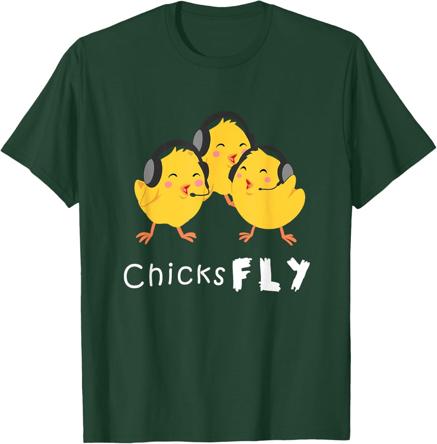 Female Pilot Gift Jet Plane Aviation Chick T-Shirt - T-Shirt | Forest