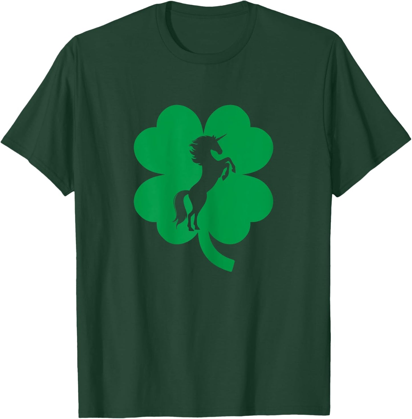 Unicorn Shamrock Four Leaf Clover St Patricks Day T-Shirt - T-Shirt | Forest
