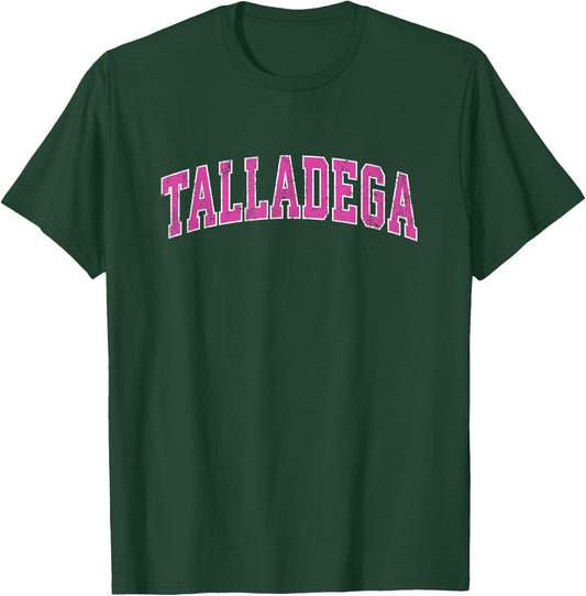 Talladega Alabama AL Vintage Sports Design Pink Design T-Shirt - T-Shirt | Forest