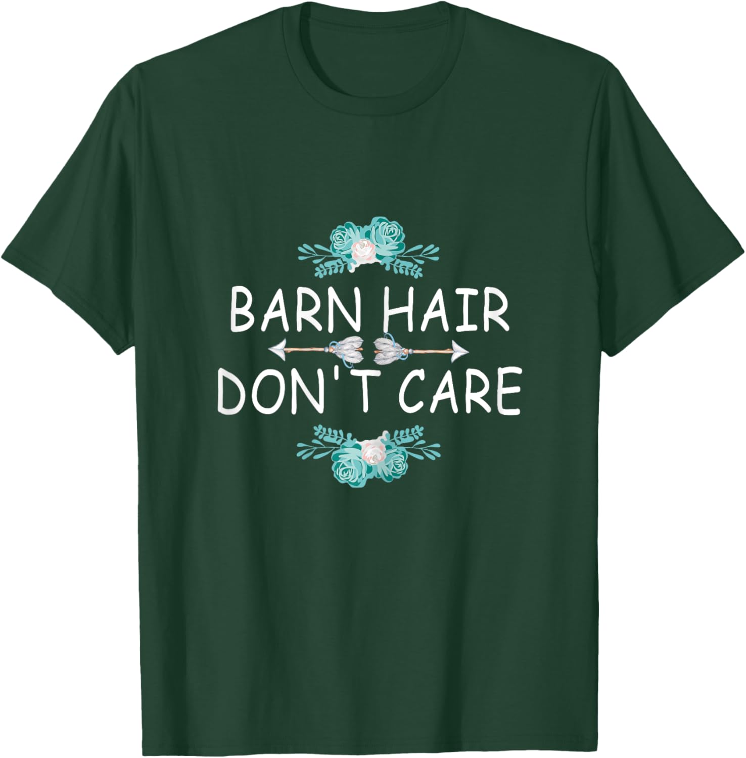 Cowgirl Outfit Teens Girls Horse Riding Barn Hair Don't Care T-Shirt - T-Shirt | Forest