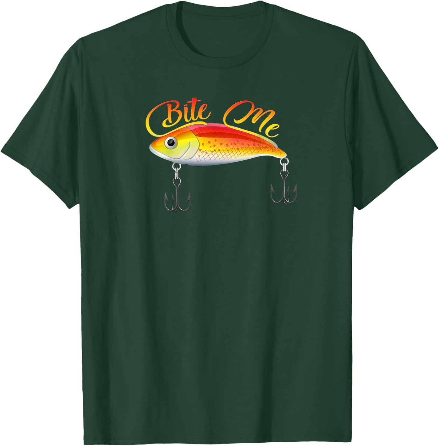 Bite Me Funny Fishing Lure Print On Back Of Shirt T-Shirt - T-Shirt | Forest