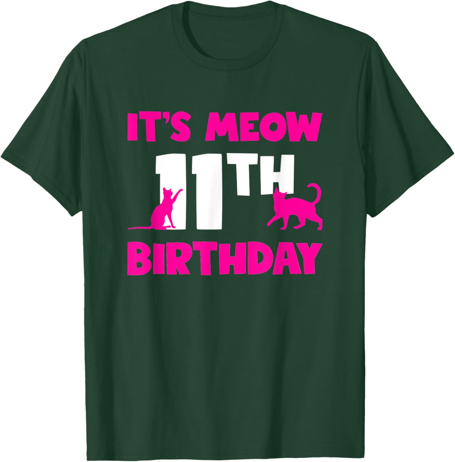 Cat Birthday Party It's Meow 11th Birthday 11 Year Old Girl T-Shirt - T-Shirt | Forest
