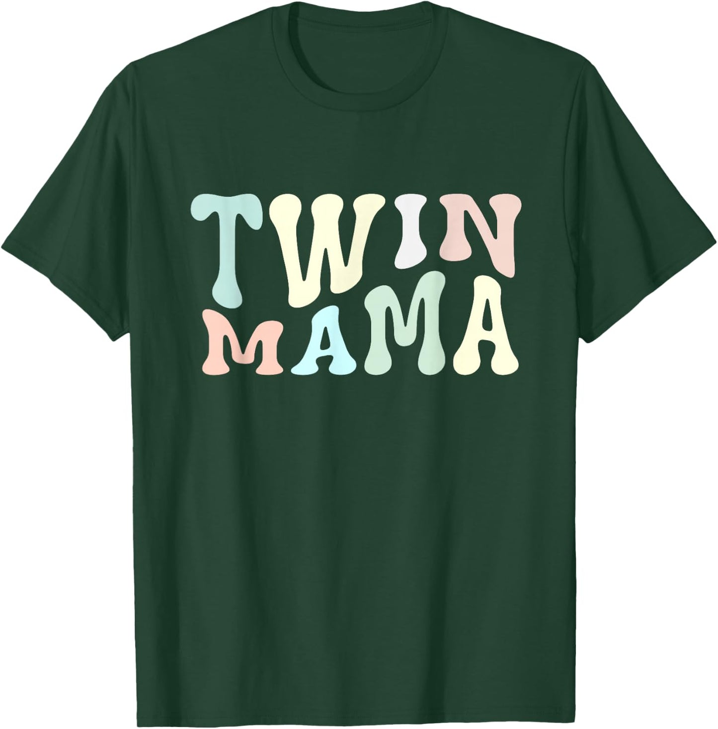 Retro Twin Mama Twin Mom Established Mom Motherhood T-Shirt - T-Shirt | Forest