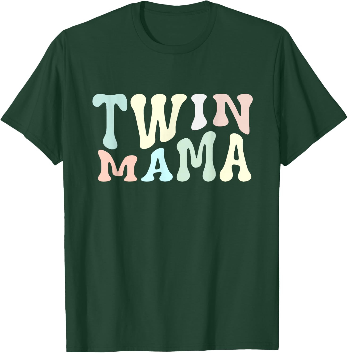 Retro Twin Mama Twin Mom Established Mom Motherhood T-Shirt - T-Shirt | Forest