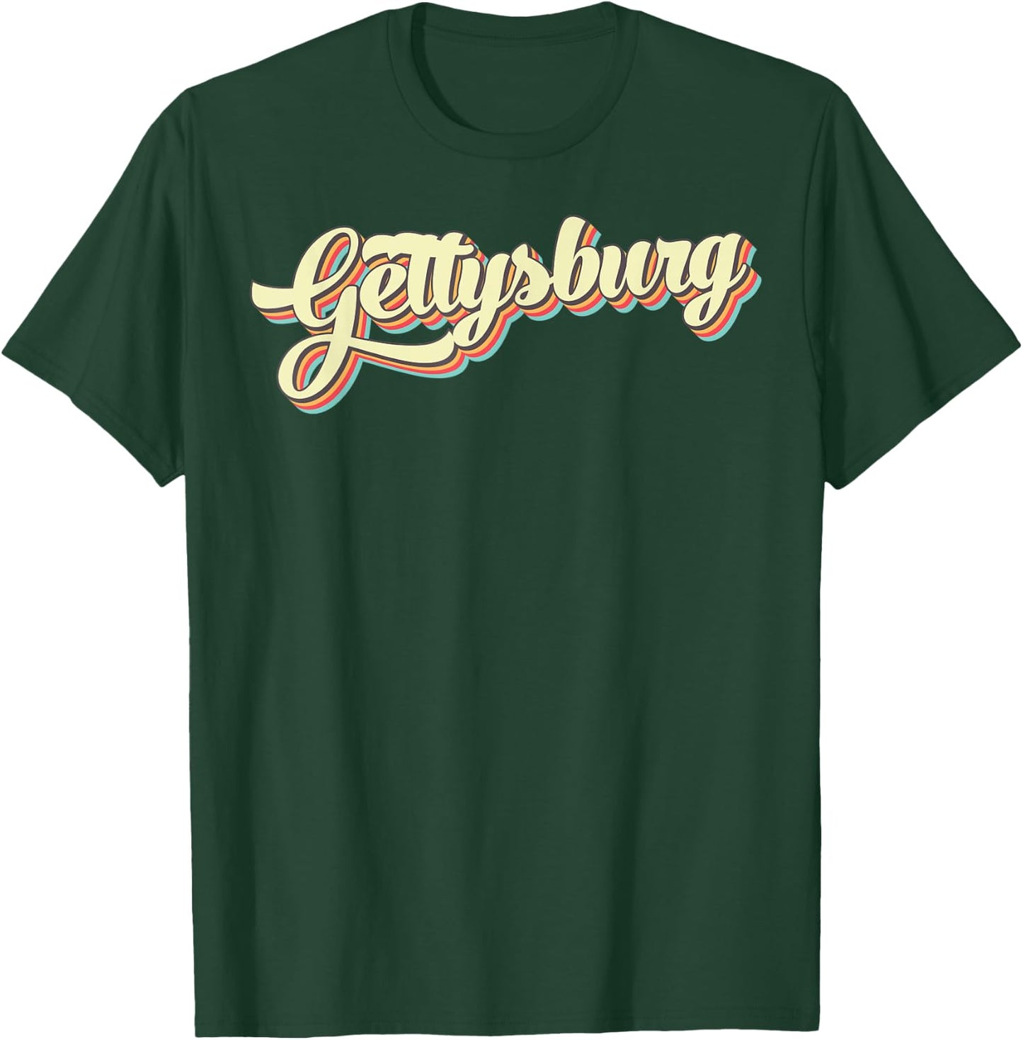 Gettysburg Retro Art Baseball Font Vintage T-Shirt - T-Shirt | Forest