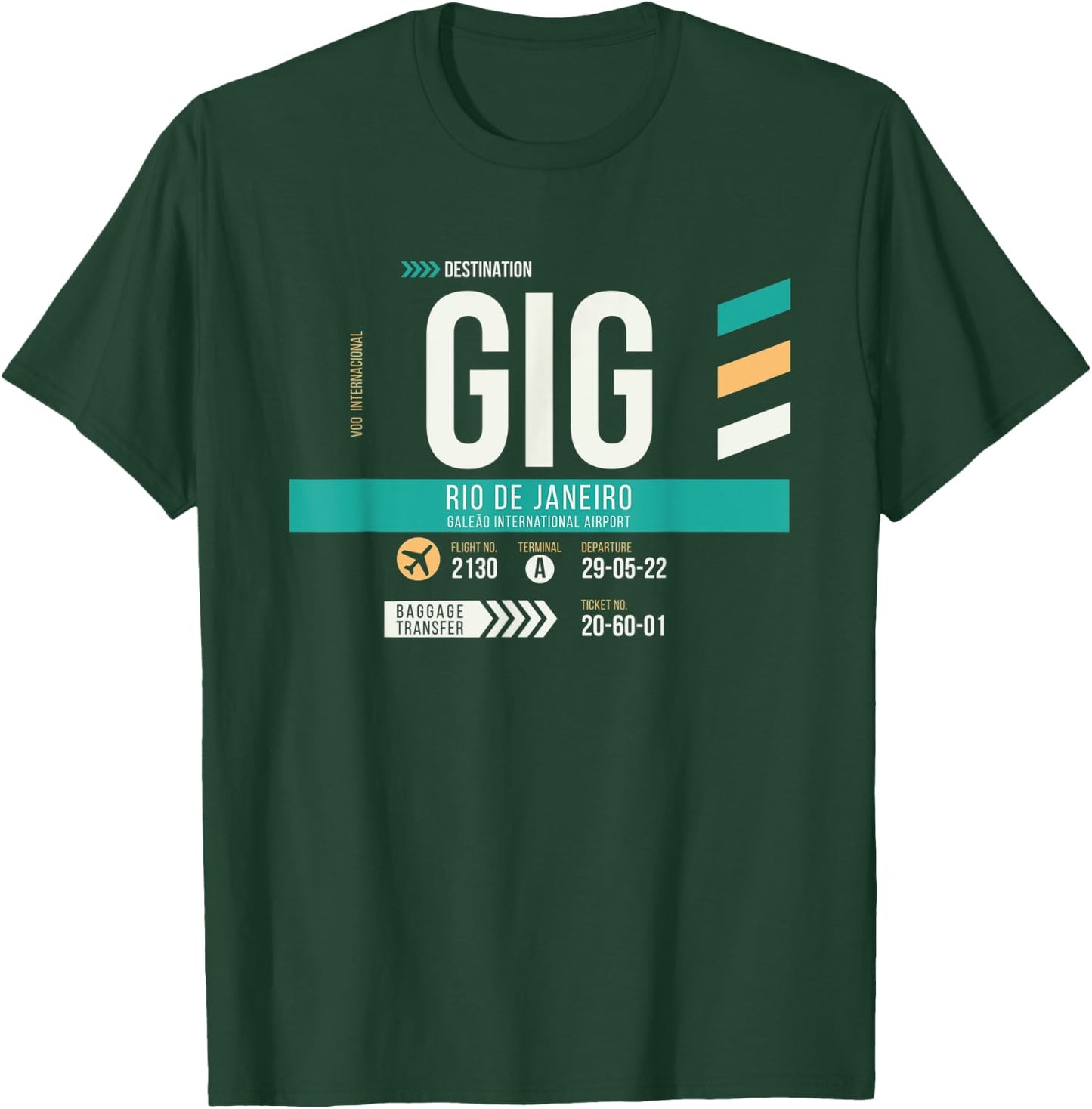 Vintage Rio GIG Airport Code Retro Travel Day Brazil T-Shirt - T-Shirt | Forest