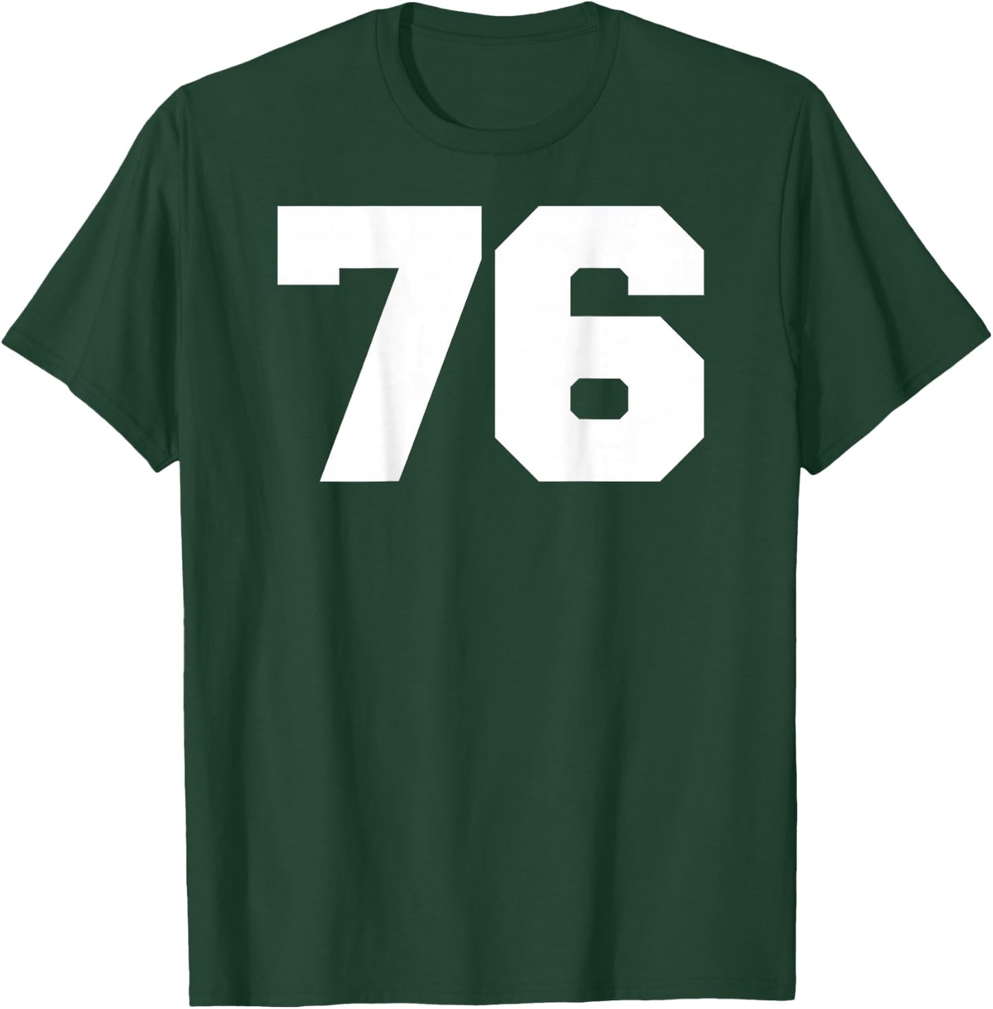 Number 76 Sports Jersey Player #76 Fan BACK PRINT Varsity T-Shirt - T-Shirt | Forest
