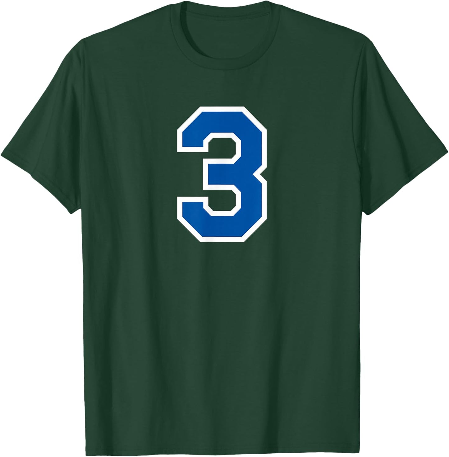 White Blue Sports Team Number #3 T-Shirt - T-Shirt | Forest