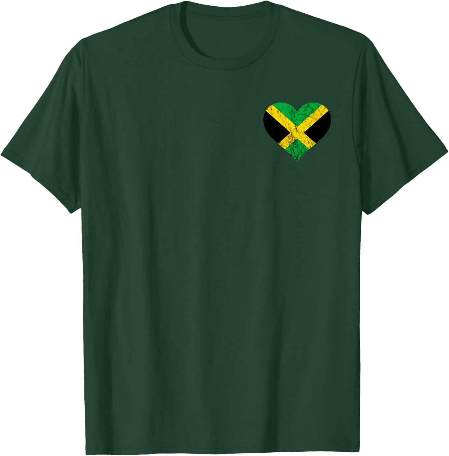 Jamaica Heart Jamaican Pride Caribbean Heritage Flag T-Shirt - T-Shirt | Forest