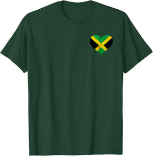 Jamaica Heart Jamaican Pride Caribbean Heritage Flag T-Shirt - T-Shirt | Forest