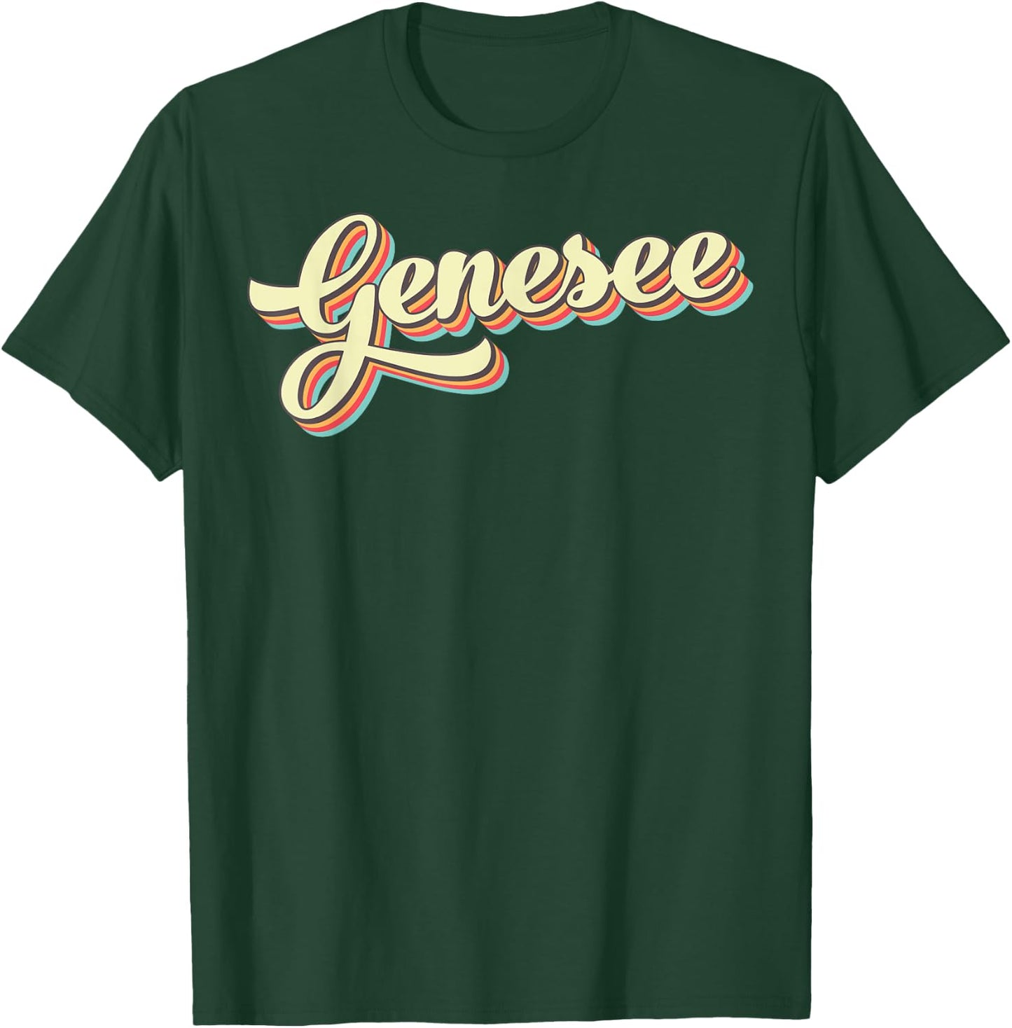 Genesee Retro Art Baseball Font Vintage T-Shirt - T-Shirt | Forest