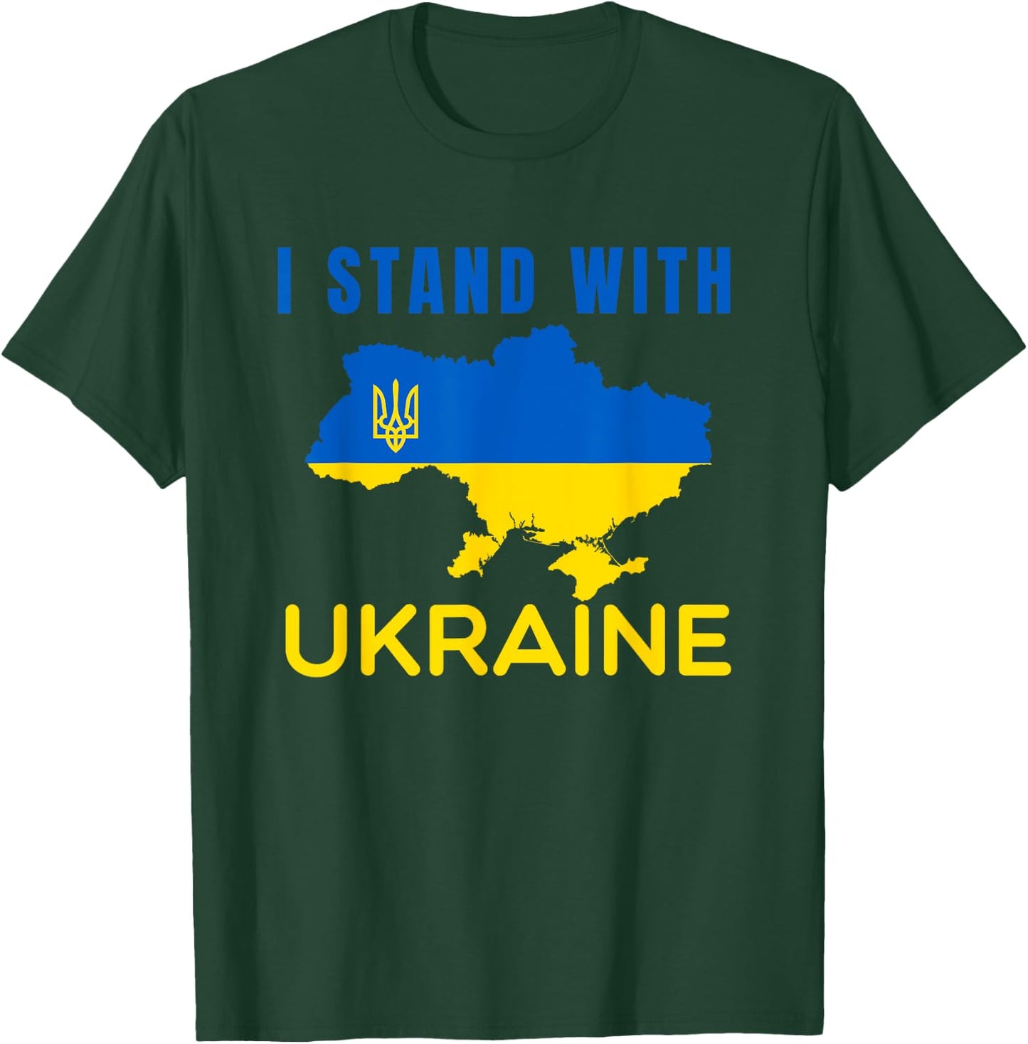 I stand with Ukraine flag emblem map patriot T-Shirt - T-Shirt | Forest