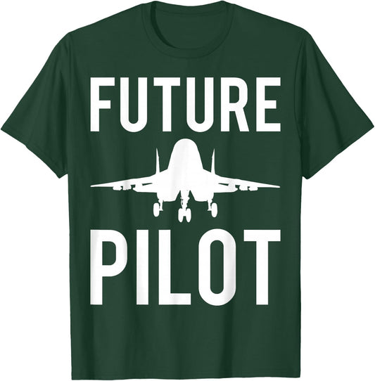 Future Pilot Gift Boys Girls Flight School T-Shirt - T-Shirt | Forest