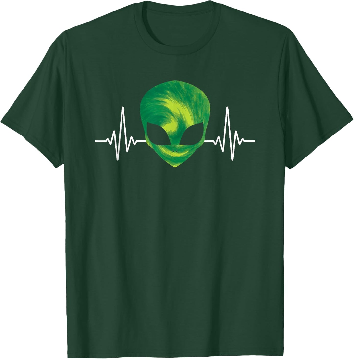Alien Head Heartbeat Extraterrestrial Space UFO Alien T-Shirt - T-Shirt | Forest