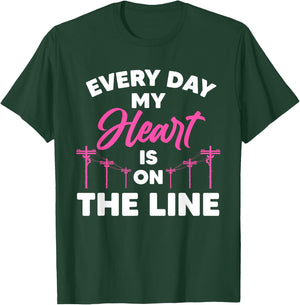 Funny Lineman Wife Girlfriend Design For Lineman Lover Women T-Shirt - T-Shirt | Forest