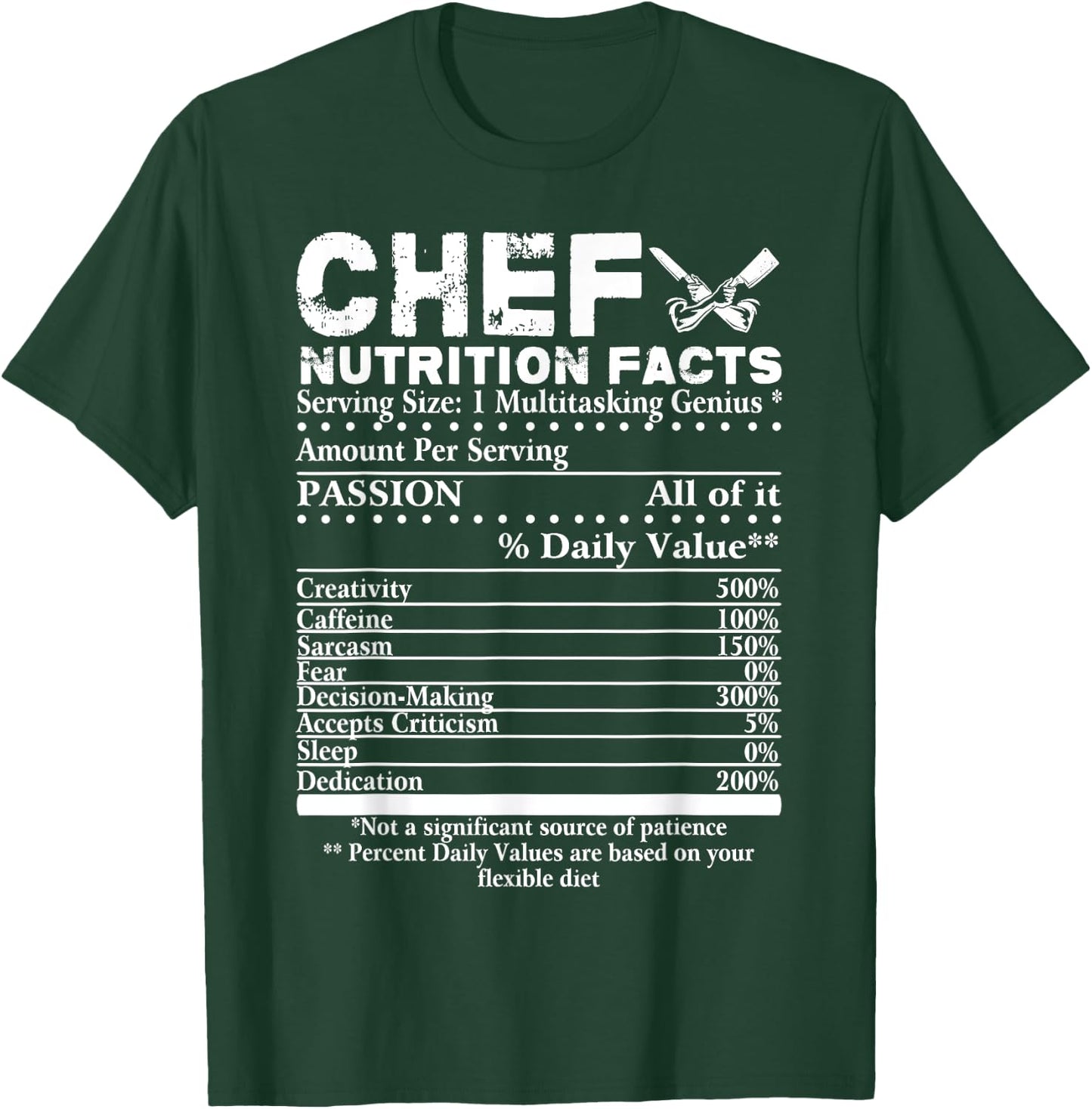 Chef Nutrition Facts Cool Chef Gift Chefs T-Shirt - T-Shirt | Forest