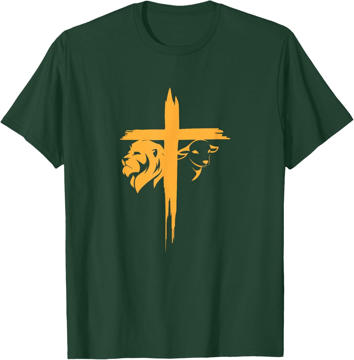 Lion and Lamb Cross Christian T-Shirt - T-Shirt | Forest