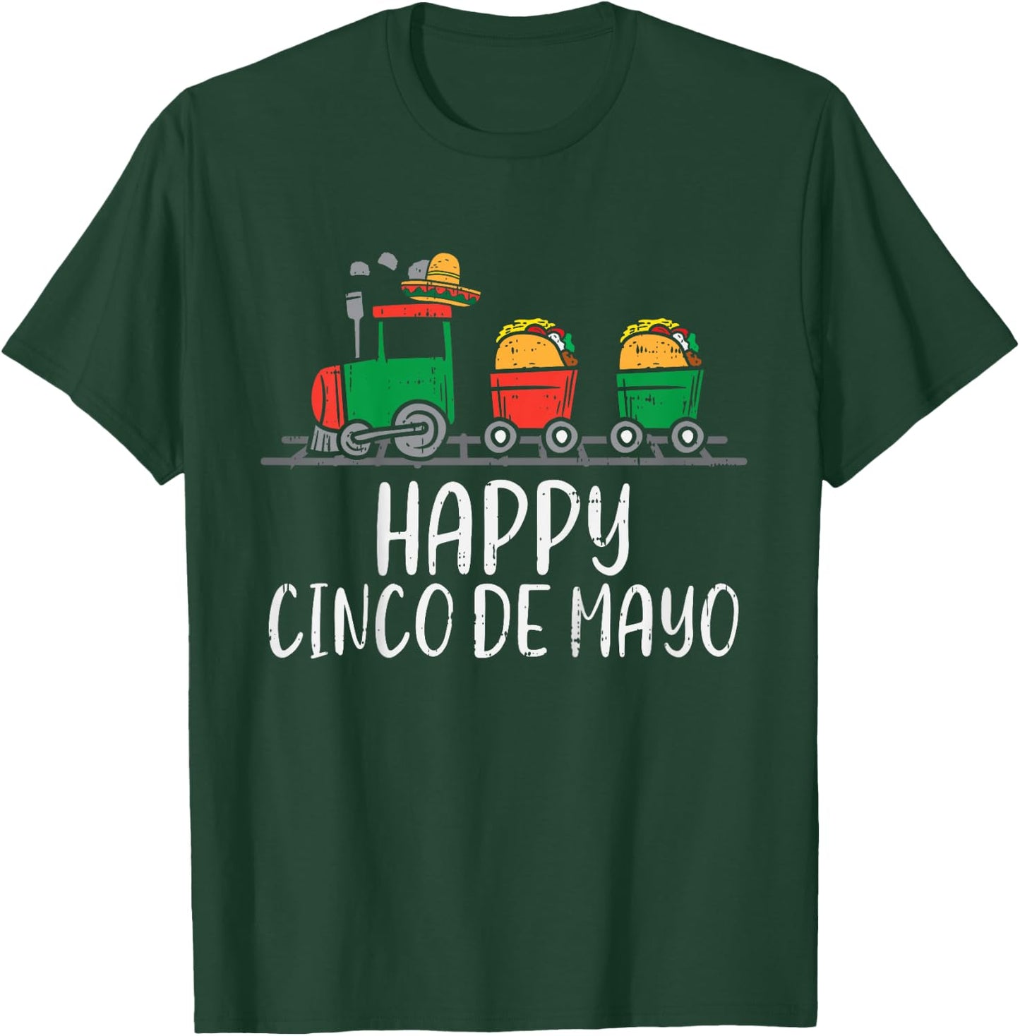 Kids Happy Cinco De Mayo Mexican Tacos Train Toddler Boys Kids T-Shirt - T-Shirt | Forest