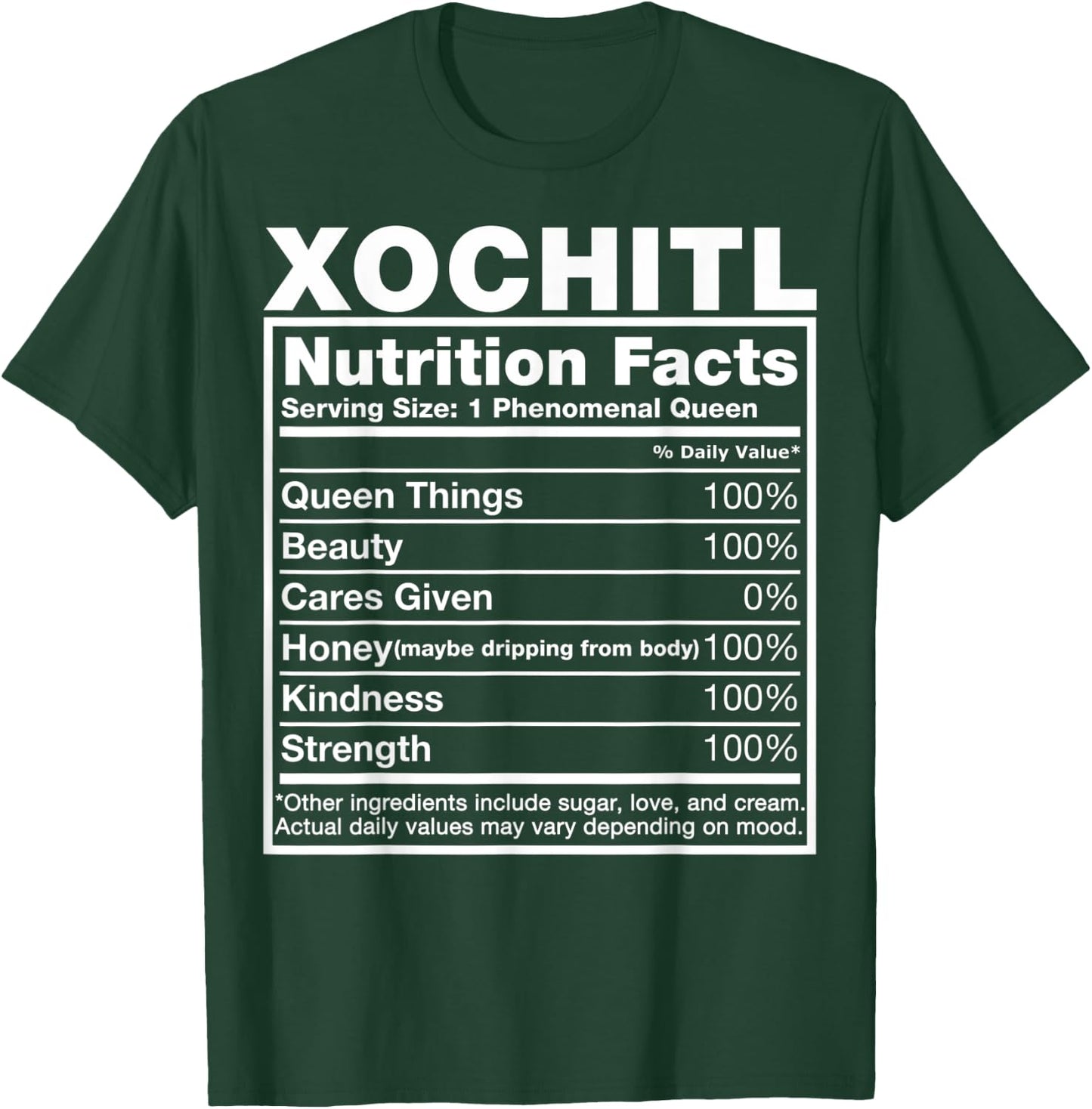 Xochitl Nutrition Facts Xochitl Name Birthday Shirt T-Shirt - T-Shirt | Forest