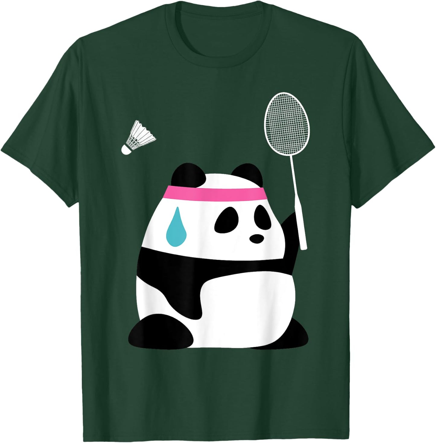 Exhausted Badminton Panda - Funny Cute Shuttlecock Animal T-Shirt - T-Shirt | Forest