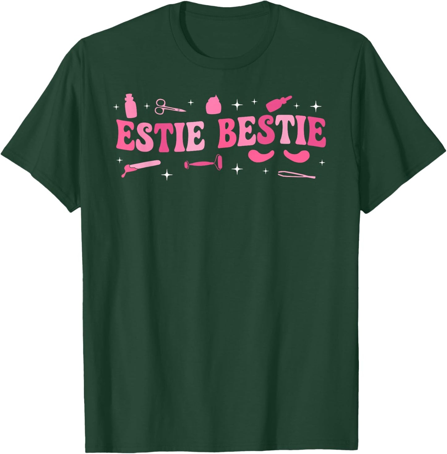 Estie Bestie Esthetician Esthetics Groovy Estheticians T-Shirt - T-Shirt | Forest
