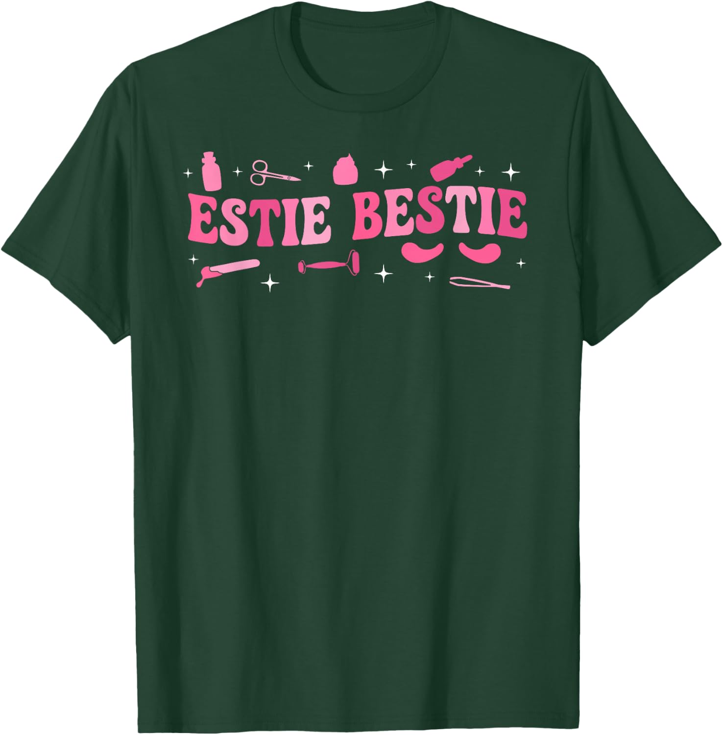 Estie Bestie Esthetician Esthetics Groovy Estheticians T-Shirt - T-Shirt | Forest