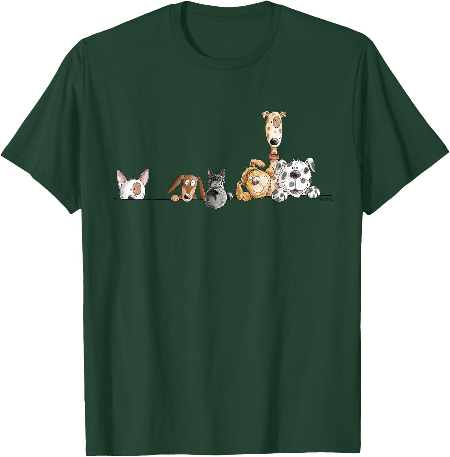 Droll Dogs Team I Funny Puppy Dog Lover Cartoon Fun T-Shirt - T-Shirt | Forest