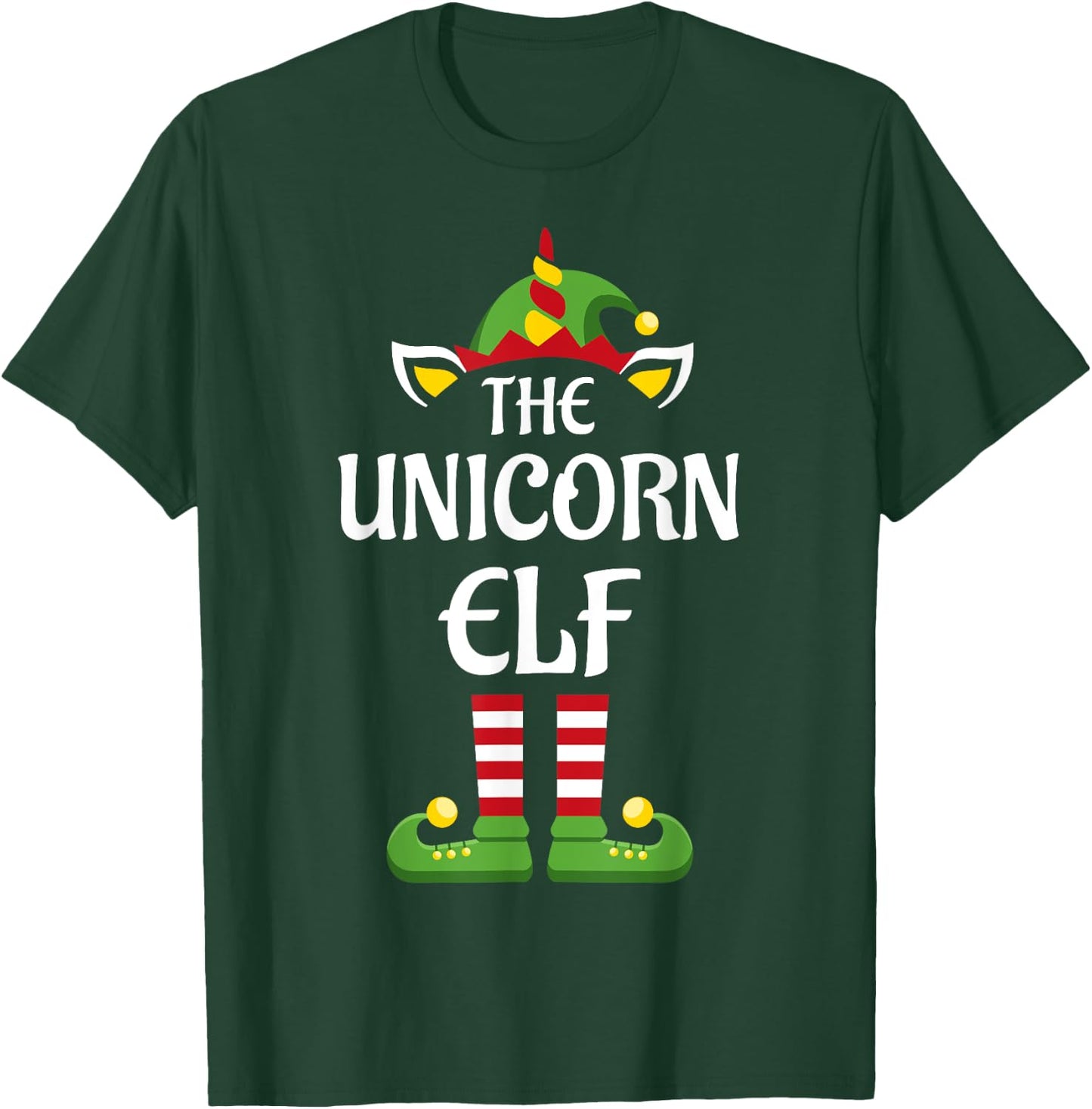 Unicorn Elf Family Matching Group Christmas T-Shirt - T-Shirt | Forest