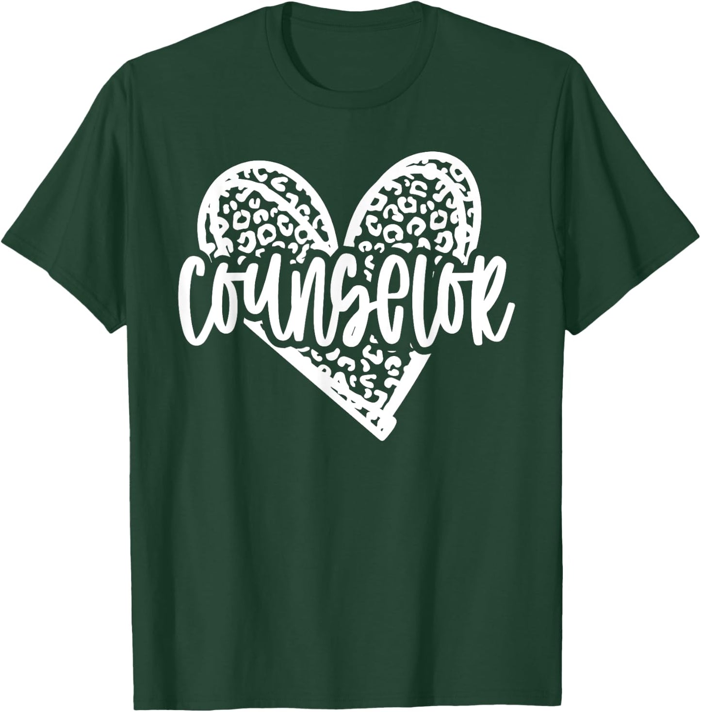 School Counselor Leopard Heart Schools Guidance Counseling T-Shirt - T-Shirt | Forest