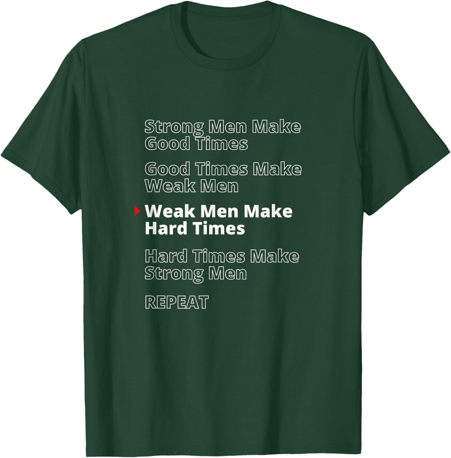 Strong Men Make Good Times White Text Graphic T-Shirt - T-Shirt | Forest