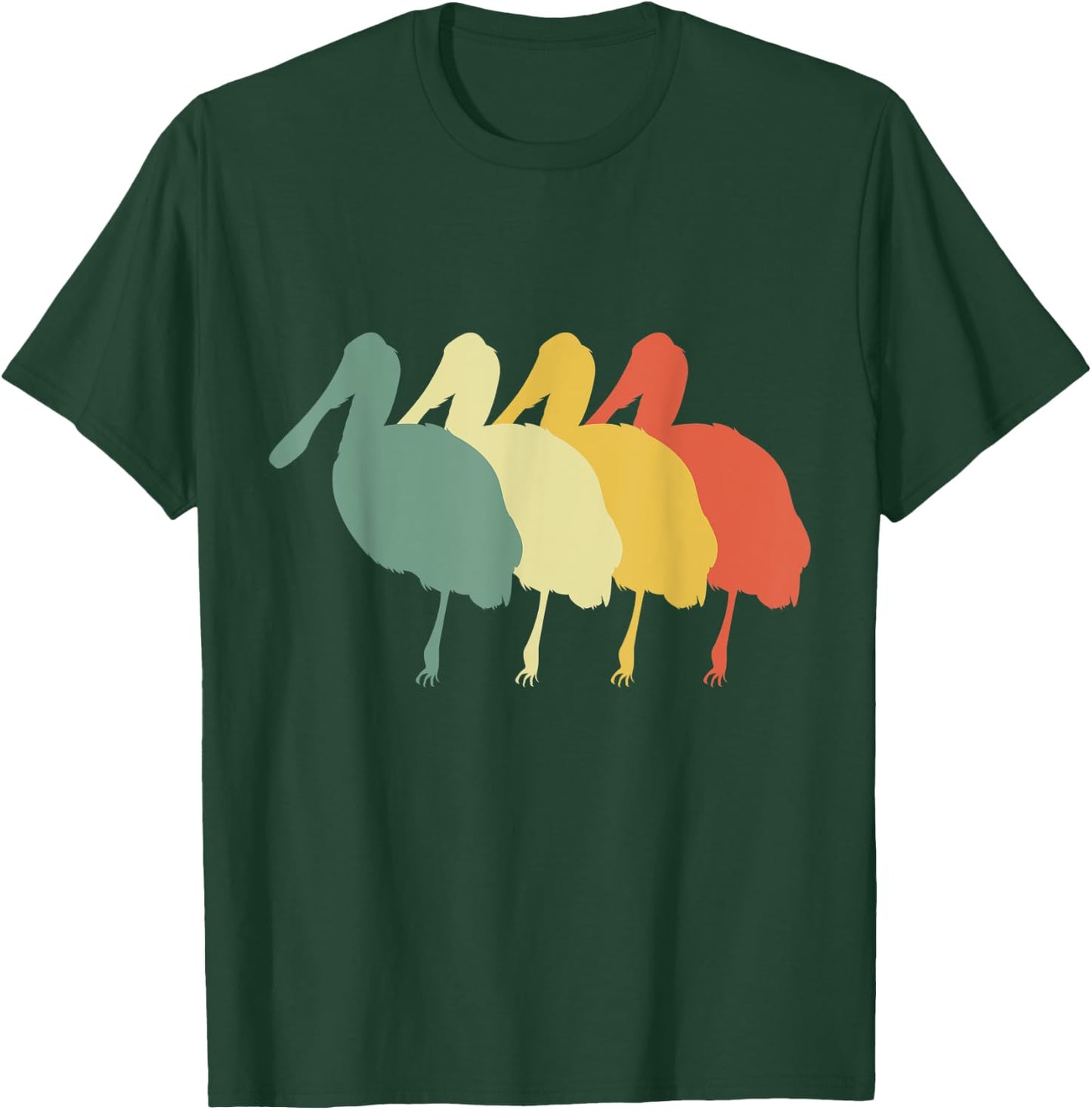 Retro Roseate Bird Vintage Roseate Bird Silhouette Bird T-Shirt - T-Shirt | Forest