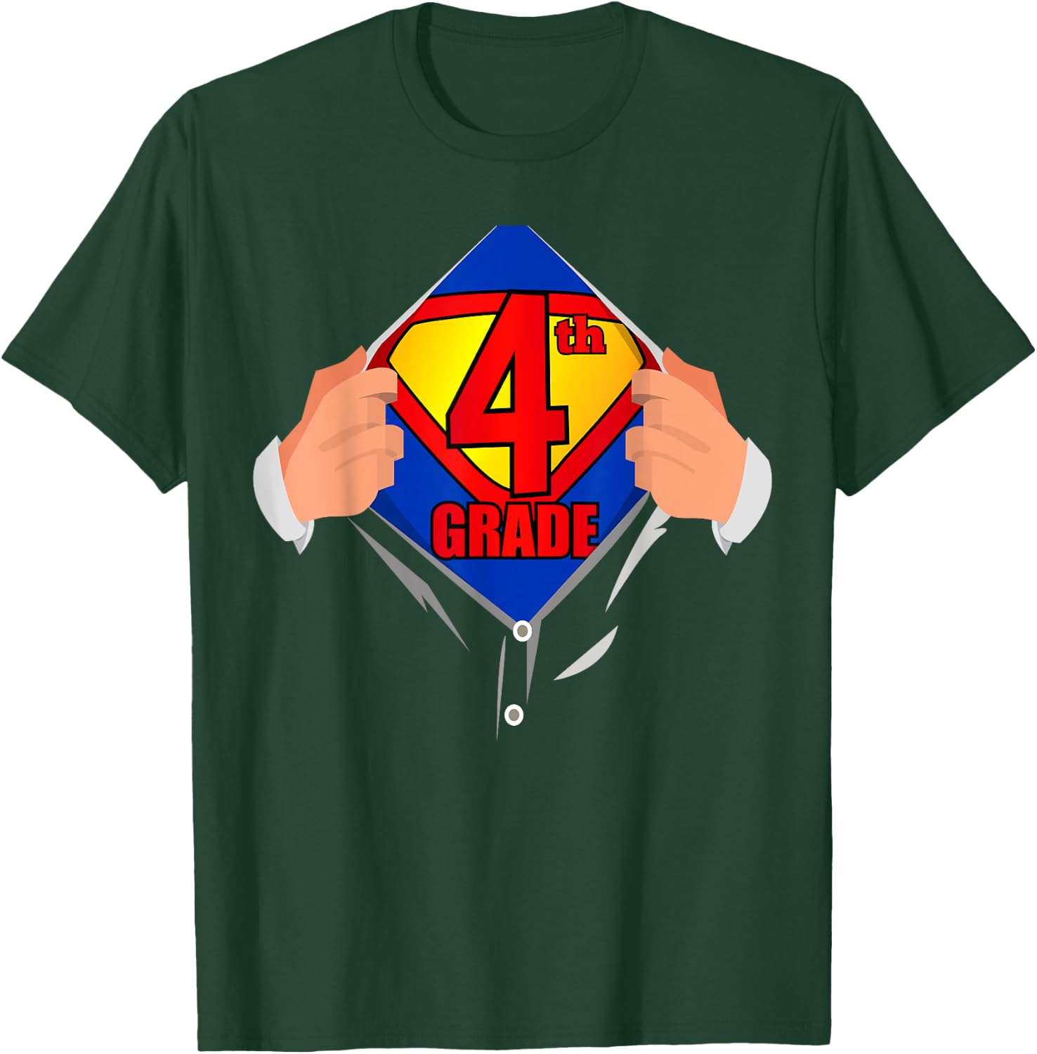 Teachers Are Superheroes 4th Grade Super Teacher Staff Gift Men Women T-Shirt - T-Shirt | Forest