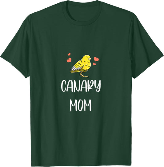 Canary Mom Leaf Pattern Cool Fowl Finch Pet Bird Lover Gift T-Shirt - T-Shirt | Forest