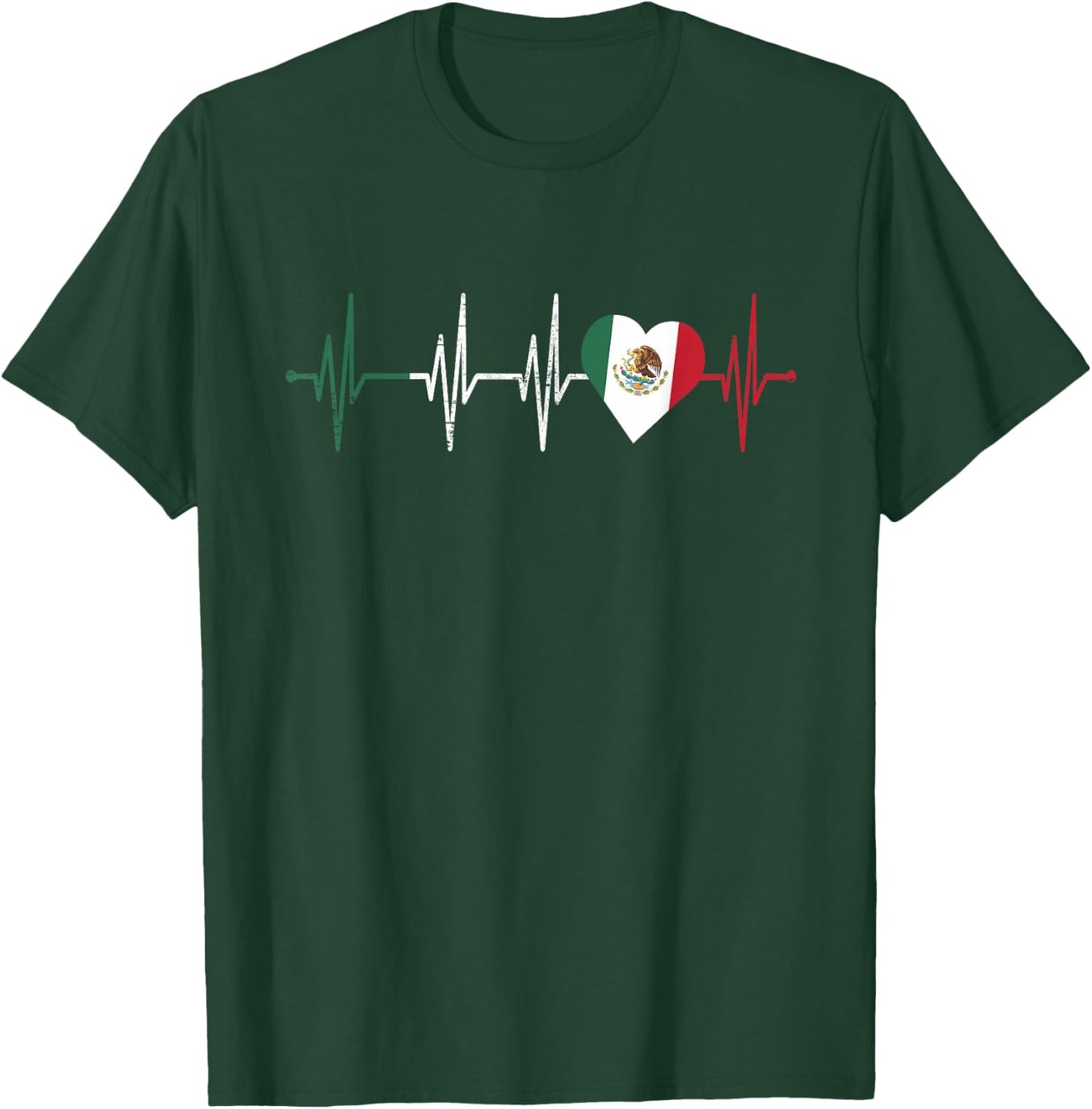 Mexico Heart Pulse Line ECG Heart Rate Women T-Shirt - T-Shirt | Forest