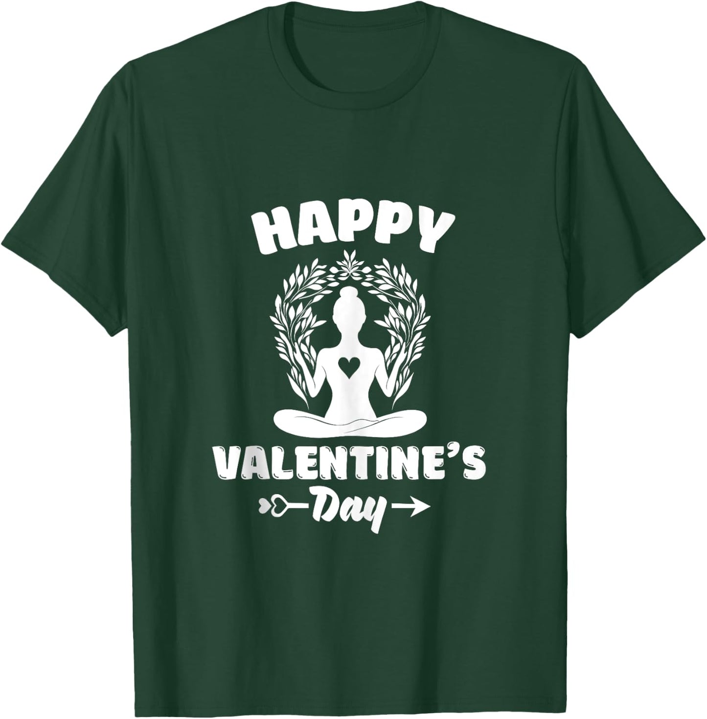 Happy Valentines Day Yoga Namaste Sukhasana Hearts T-Shirt - T-Shirt | Forest