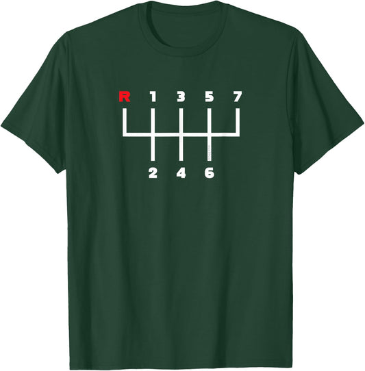 Manual Transmission Gear Shifter Pattern (7 Speed) T-Shirt - T-Shirt | Forest