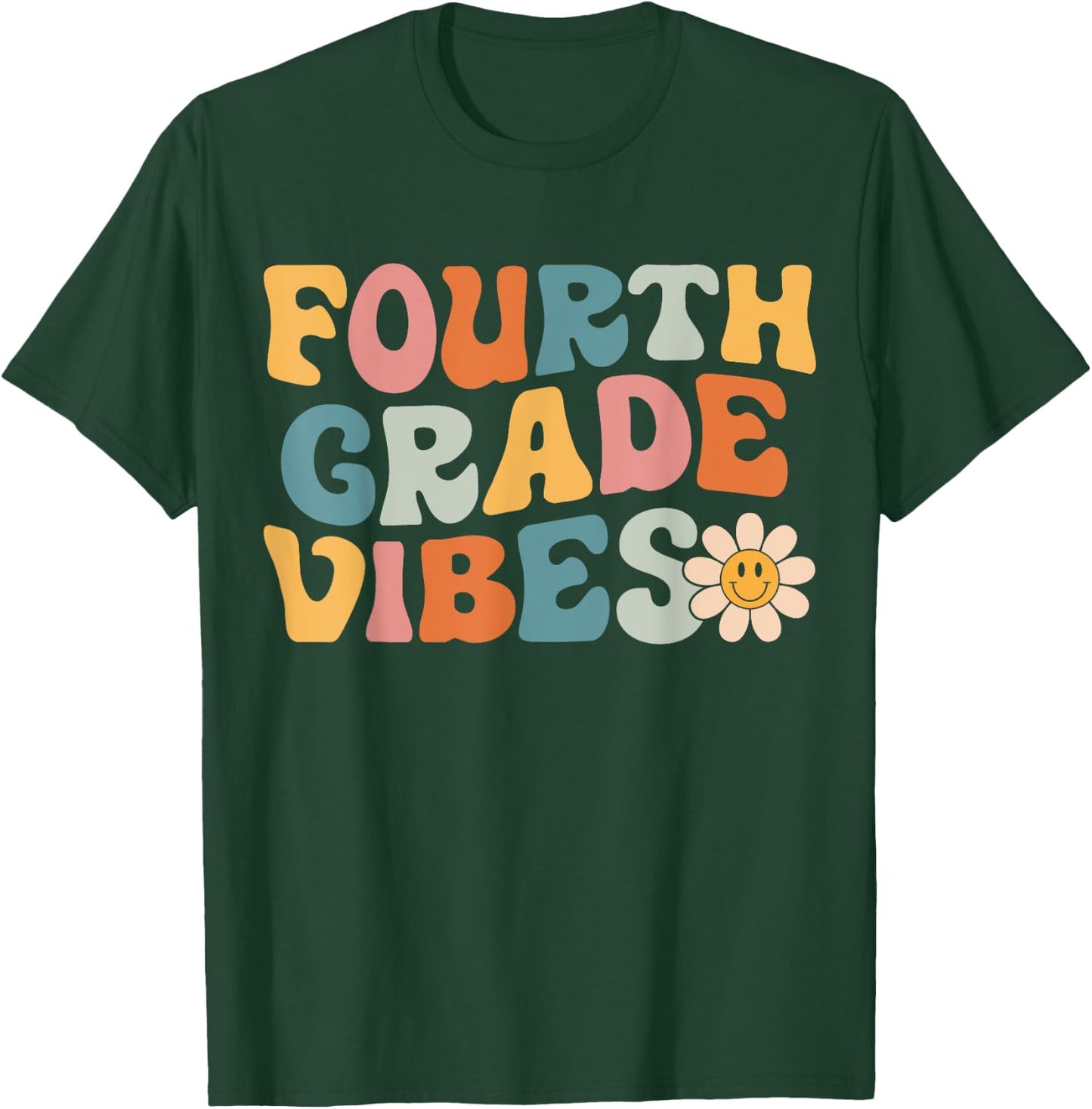 Fourth Grade Vibes - 4th Grade Team Retro 1st Day of School T-Shirt - T-Shirt | Forest