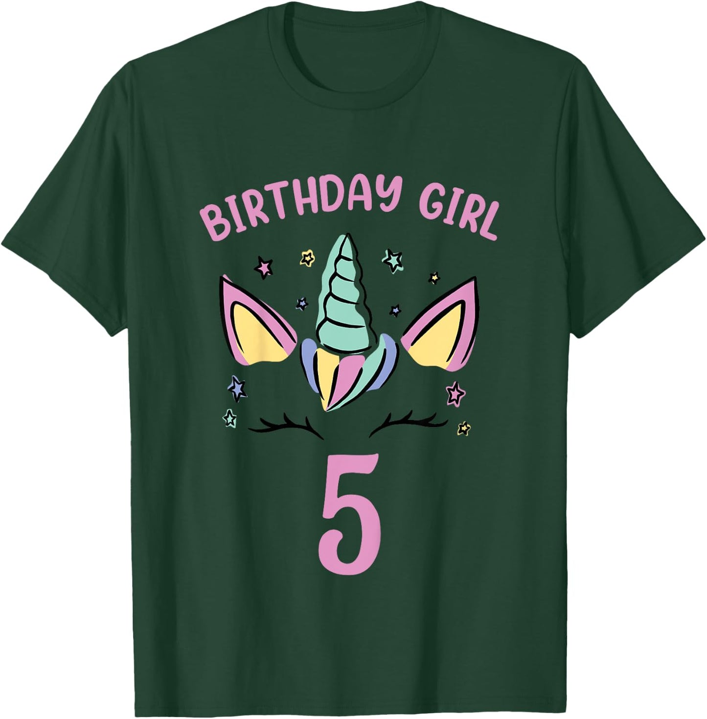 5th Birthday Unicorn Girls Birthday Girl 5 T-Shirt - T-Shirt | Forest