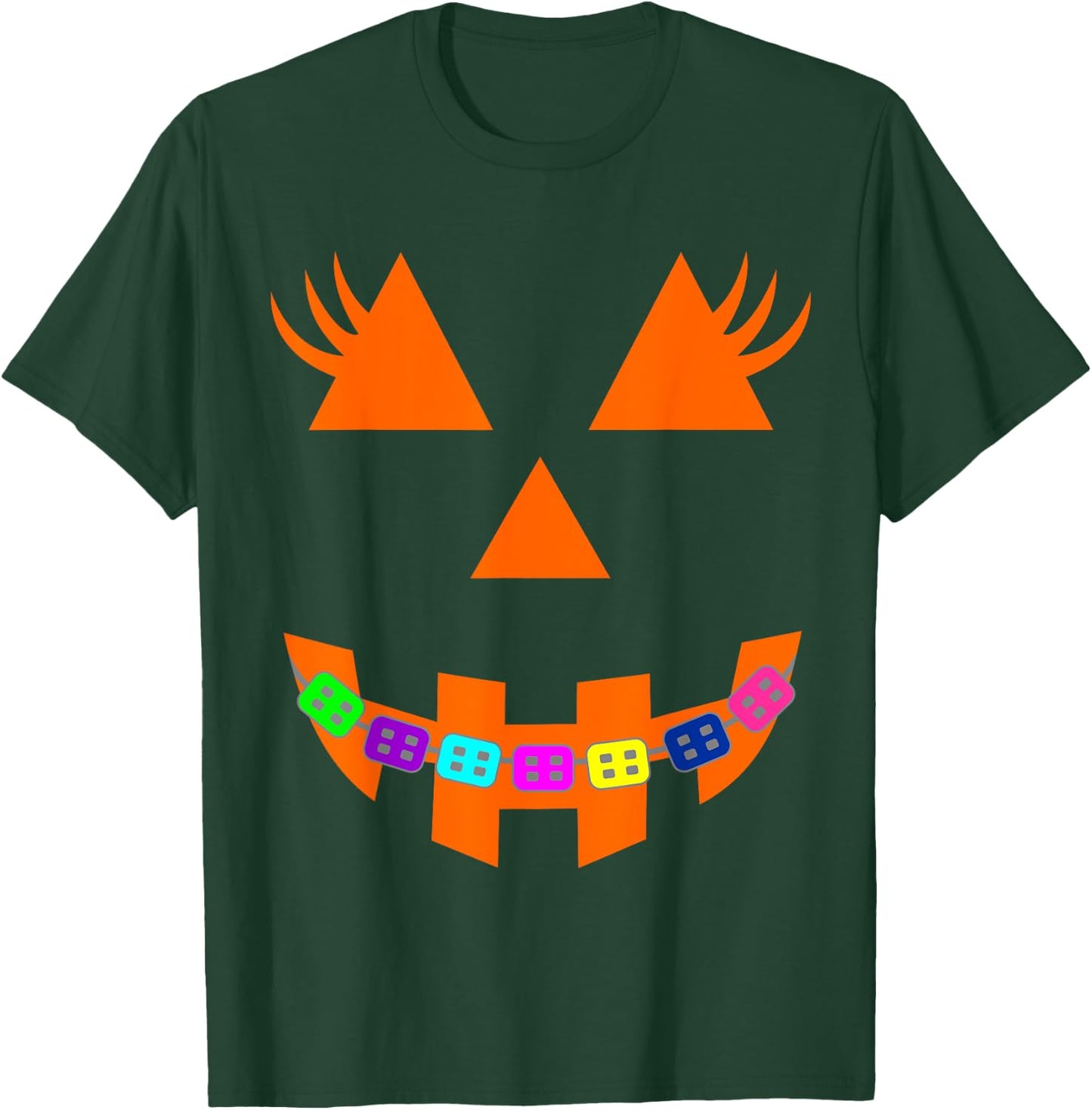Halloween Pumpkin Face with Braces Orthodontist Costume Kids T-Shirt - T-Shirt | Forest