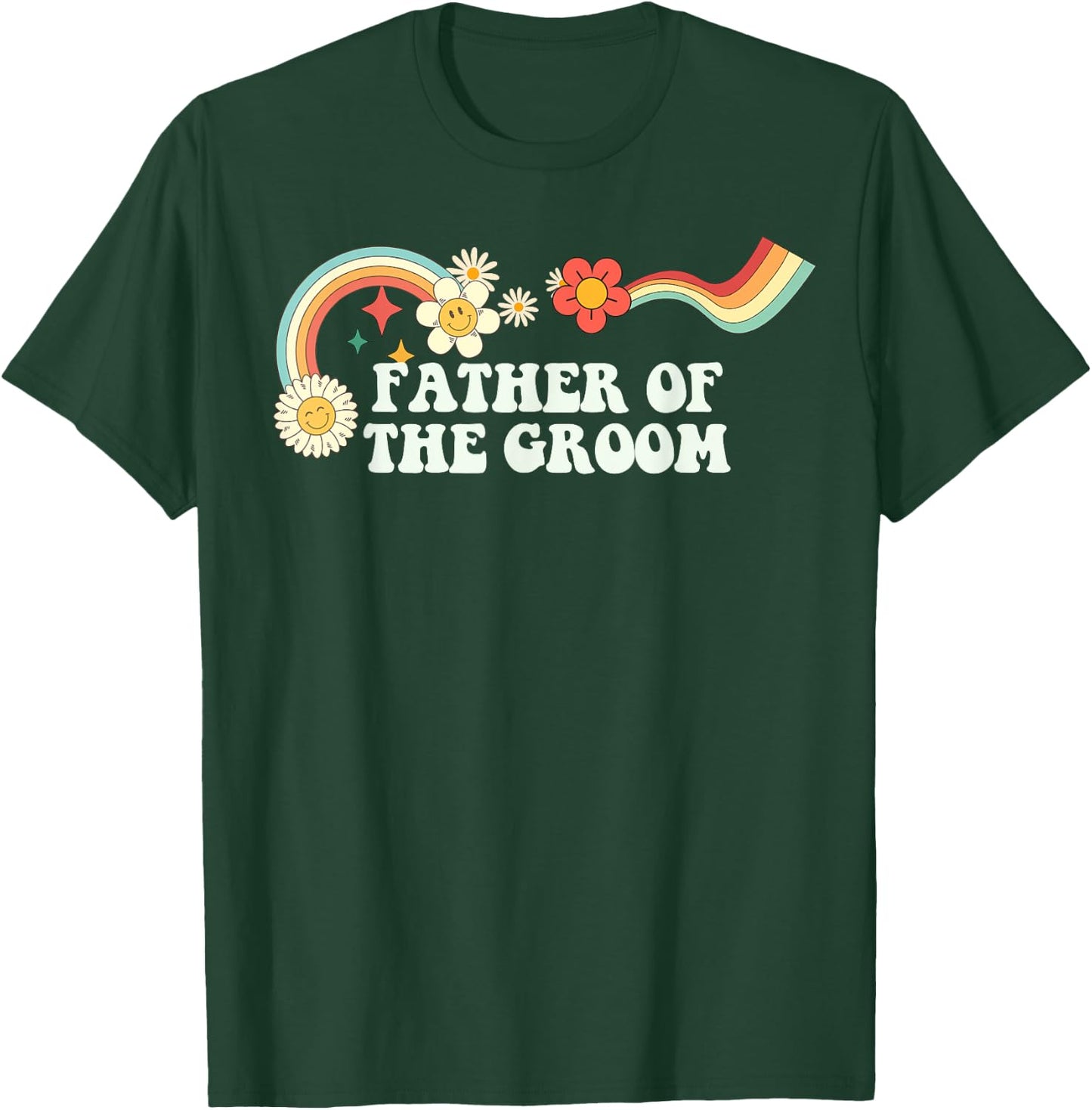 Groovy Script Funny Father of the Groom, Retro Quote T-Shirt - T-Shirt | Forest